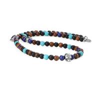 COAI Skull Necklace for Men, Onyx Turquoise Lapis Lazuli Wood Beads Stone Beaded Necklace for Men 50cm