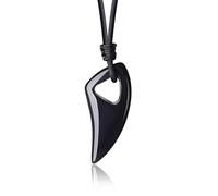 COAI Wolf Tooth Amulet Black Obsidian Necklace for Men