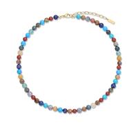 COAI Women's Chakra Necklace, 6mm Gemstones Rainbow Gemstone Necklace for Women