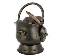 Coal Bucket Scuttle Kindling Log Basket Fireside Bucket with Shovel | Recycled Metal, Cast Iron, Bronze Finish, Coal Scuttle, Fireside Storage, Footed Base, Carrying Handle