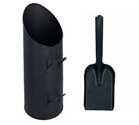 Coal Hod Scuttle Black Metal Bin Coal Carrier Fire Log Burner 56 x 25cm & Shovel