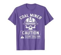 Coal Miner Caution Flying Tools & Offensive Language Likely T-Shirt, Men, Purple Heather, X-Large