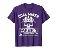 Coal Miner Caution Flying Tools & Offensive Language Likely T-Shirt, Men, Purple, X-Large