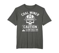 Coal Miner Caution Flying Tools & Offensive Language Likely T-Shirt, Men's Big and Tall, Asphalt Grey, 2X Tall