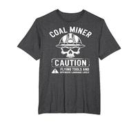 Coal Miner Caution Flying Tools & Offensive Language Likely T-Shirt, Men's Big and Tall, Dark Heather Grey, 3X Tall