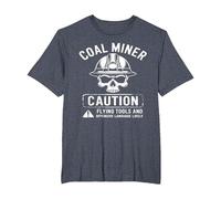 Coal Miner Caution Flying Tools & Offensive Language Likely T-Shirt, Men's Big and Tall, Heather Blue, 2X Tall