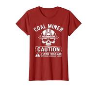 Coal Miner Caution Flying Tools & Offensive Language Likely T-Shirt, Women, Cranberry Red, Small