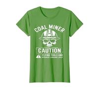 Coal Miner Caution Flying Tools & Offensive Language Likely T-Shirt, Women, Grass Green, X-Small
