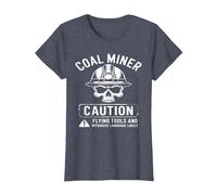Coal Miner Caution Flying Tools & Offensive Language Likely T-Shirt, Women, Heather Blue, Small