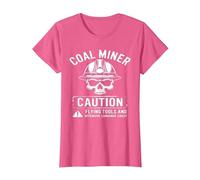 Coal Miner Caution Flying Tools & Offensive Language Likely T-Shirt, Women, Pink Heather, Small