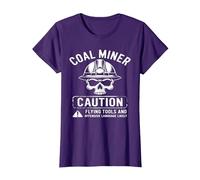 Coal Miner Caution Flying Tools & Offensive Language Likely T-Shirt, Women, Purple, X-Small