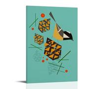 Coal Tit Among The Pine Cones Retro Posters for Room Aesthetic Canvas Wall Art Bedroom Decor08x12inch(20x30cm)