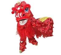 Coal2ToalPW Chinese Lion Dance Head Handmade Wool Silk Dragon Dance Festival Performance Props for Traditional Celebrations(Red Set)