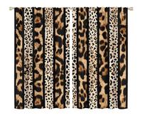 COALHO Abstract African Leopard Print Curtain Rustic Vintage Ethnic Tribal Leopard Wildlife Skin Print Window Treatments Thermal Insulated Rod Pocket Blackout Curtains-2 Panels 63" L x 36" W