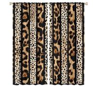 COALHO Abstract African Leopard Print Curtains Rustic Vintage Ethnic Tribal Leopard Wildlife Skin Print Window Treatment Blackout Curtains Thermal Insulated Rod Pocket Curtain-2 Panels 63"L x 27.5"W