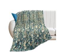 COALHO Abstract Boho William Morris Art Throw Sofa Couch Fluffy Warm Blanket Retro Mid Century Garden Floral Bird Blanket Bed Plush Throw Flannel Throw-100W×130L CM