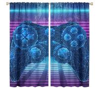 COALHO Abstract Cool Gamer Gamepad Curtains Colorful Digital Geometric Video Game Window Drapes Blackout Curtains Thermal Insulated Rod Pocket Curtain for Bedroom-2 Panels 45" L x 21" W
