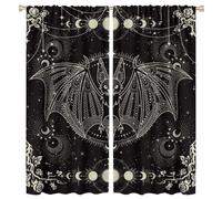 COALHO Abstract Modern Art Bat Curtain Vintage Gothic Galactic Universe Floral Rose Full Moon Window Drapes Thermal Insulated Rod Pocket Blackout Curtains for Bedroom-2 Panels 72" L x 31.5" W