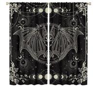 COALHO Abstract Modern Art Bat Curtains Vintage Gothic Galactic Universe Floral Rose Full Moon Window Treatment Blackout Curtains Thermal Insulated Rod Pocket Curtain-2 Panels 45" L x 21" W