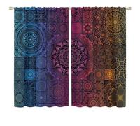 COALHO Abstract Modern Hippie Bohemian Curtains Beautiful Gradient Art Indian Mandala Print Window Treatment Blackout Curtains Thermal Insulated Rod Pocket Curtain for Bedroom-2 Panels 63" L x 36" W
