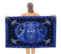 COALHO Abstract Viking Theme Oversized Lightweight,Extra Large Soft Beach Towels Fantasy Galaxy Vikings Norse Mythology Design Sauna Beach Gym 80W x130L CM