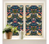 COALHO Abstract William Morris Print UV Blocking Window Film Watercolor Vintage Floral Flower Bird Art Window Protection Static Decorative Window Stickers-90W x200L CM x2Pcs