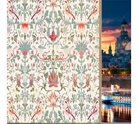 COALHO Bohemia William Morris Art Privacy Blackout Window Film Abstract Retro Mid Century Boho Floral Bird Reusable Self Adhesive Insulated Window Stickers-45W x60L CM x1Pcs