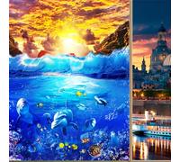 COALHO Cartoon Dolphin Home Window Film Funny Cute Underwater Animals Dolphin Sea Turtle Suitable for living room,kitchen,bathroom-60W x90L CM x1Pcs