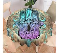 COALHO Colorful Abstract Mandalas Machine Washable Indoor And Outdoor Table Decoration Indian Hippie Retro Floral Protects The Table Easy to Clean-127x127CM