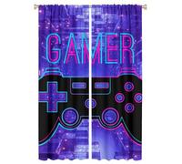 COALHO Cool Player Gamepad Curtain Colorful Modern Boys Room Decor Game Controller Window Treatments Thermal Insulated Rod Pocket Blackout Curtains for Bedroom-2 Panels 63" L x 21" W
