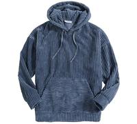 COALHO Corduroy Hoodies for Men, Fall Winter Long Sleeve Patchwork Hooded Sweatshirt Drawstring Casual Pullover Sweater (blue,XL)