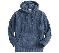 Corduroy Hoodies for Men, Fall Winter Long Sleeve Patchwork Hooded Sweatshirt Drawstring Casual Pullover Sweater (blue,XL)