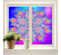 COALHO Fantasy Colorful Indian Mandala Home Window Film Abstract Mystic Mushrooms Mandala Hippie Design Suitable for living room,kitchen,bathroom-60W x200L CM x2Pcs