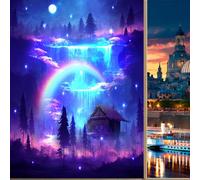 COALHO Fantasy Outer Space Forest Privacy Blackout Window Film Cool Rainbow Colorful Nature Landscape Waterfall Reusable Self Adhesive Insulated Window Stickers,60W x120L(CM) x1Pcs