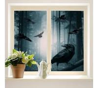 COALHO Foggy Forest Home Window Film Crow Pattern Mystical Horror Gothic Misty Forest Night Suitable for living room,kitchen,bathroom,45W x60L(CM) x2Pcs