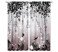 COALHO Gothic Halloween Crow Curtains Abstract Modern Forest Night Animals Black Birds Crow Window Drapes Blackout Curtains Thermal Insulated Rod Pocket Curtain for Bedroom-2 Panels 63" L x 27.5" W