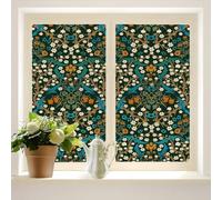 COALHO Mid Century Home Window Film Vintage Daisy Green Garden Flower William Morris Abstract Art Suitable for living room,kitchen,bathroom-90W x200L CM x2Pcs