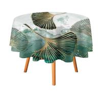 COALHO Modern Minimalist Art Theme Circular Tablecloth For Kitchen,Watercolor Abstract Marble Floral Autumn Leaves Ginkgo Round Tablecloth Waterproof Table Cloth For Picnic Outdoor-36