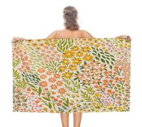 COALHO Modern Spring Boho Florals Beach Towel For Adults Extra Large,Watercolor Mid Century William Morris Spring Garden Leaves Beach Towel Hotel Gym Beach Pool Towel-51 x31