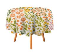 COALHO Modern Spring Boho Florals Circular Tablecloth For Kitchen,Watercolor Mid Century William Morris Spring Garden Leaves Round Tablecloth Waterproof Table Cloth For Picnic Outdoor-36