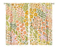 COALHO,Modern Spring Boho Florals Curtain Watercolor Mid Century William Morris Spring Garden Leaves Window Treatments Thermal Insulated Rod Pocket Blackout Curtains for Bedroom-2 Panels 63"L x 36"W