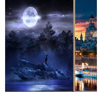 COALHO Moon Misty Forest Home Window Film Nature Magical Foggy Fantasy Wild Deer Suitable for living room,kitchen,bathroom,60W x90L(CM) x1Pcs