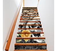 COALHO Red Rose Flower Skull Stair Riser Decoration Decorative Decals Fantasy Abstract Gothic Skeleton Print Peel and Stick Stickers 100CMx18CMx1 Set