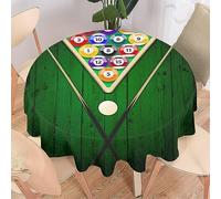COALHO Retro Farmhouse Billiards Home Decor Round Polyester Tablecloth Abstract Modern Art Wooden Ball Table Snooker Billiards for Banquet Table Birthday Party Buffet Wedding 92x92CM(36x36in)