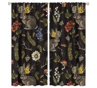 COALHO Rustic Forest Floral Bunny Curtain Watercolor Woodland Animal Rabbit Daisy Green Leaf Mushroom Window Treatments Thermal Insulated Rod Pocket Blackout Curtains-2 Panels 72" L x 31.5" W