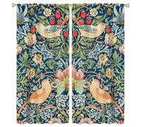 COALHO,Rustic Mid Century Boho Art Curtain Abstract William Morris Floral Spring Bird Fruit Prints Window Treatments Thermal Insulated Rod Pocket Blackout Curtains for Bedroom-2 Panels 72"L x 31.5"W