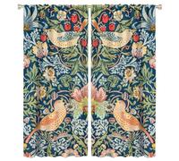 COALHO,Rustic Mid Century Boho Art Curtains Abstract William Morris Floral Spring Bird Fruit Prints Window Treatment Blackout Curtains Thermal Insulated Rod Pocket Curtain-2 Panels 63" L x 27.5" W