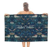 COALHO Vintage Boho William Morris Florals Beach Towel For Adults Oversized-51 x31,Rustic Spring Garden Animals Birds Butterflies Damask Designs Beach Towel Lightweight Quick Drying Absorbent Towel