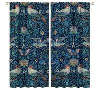COALHO,Vintage Boho William Morris Florals Curtains Rustic Spring Garden Animals Birds Butterflies Damask Designs Window Treatment Blackout Curtains Thermal Insulated Rod Pocket-2 Panels 84"L x 42"W