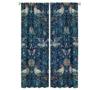 COALHO,Vintage Boho William Morris Florals Curtains Rustic Spring Garden Animals Birds Butterflies Damask Designs Window Treatment Blackout Curtains Thermal Insulated Rod Pocket-2 Panels 63"L x 21"W